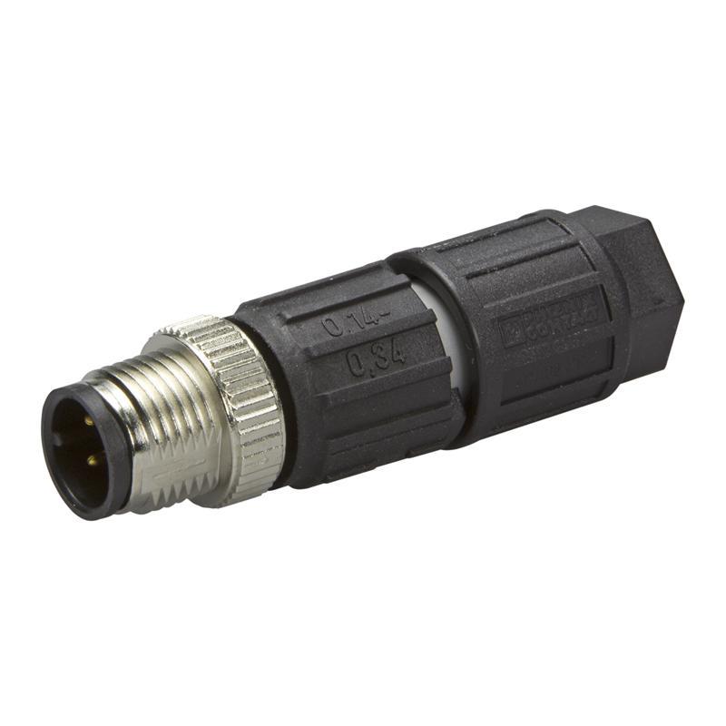CABLE, CONNECTOR, PLUG, M8, 3POL SACC-M12MS-4QO-0,34M
