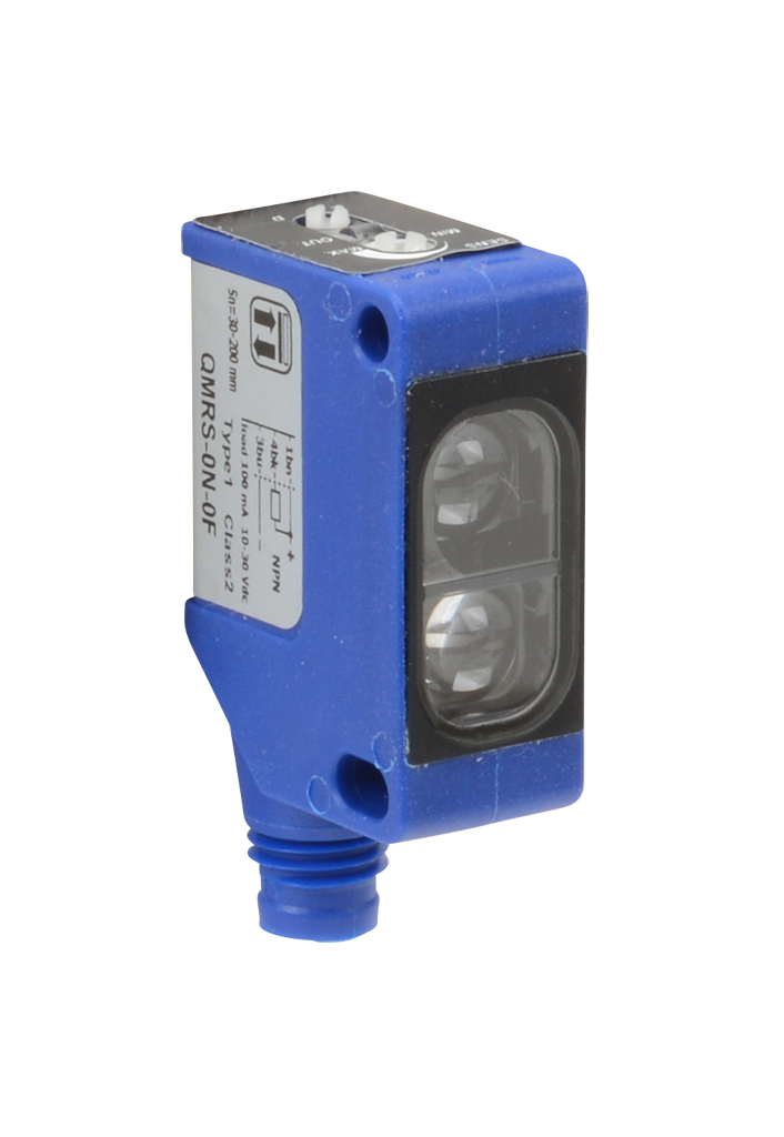 SENSOR FOTOELECTRICO, RECTANGULAR, POLARIZADO, RETRORREFLECTANTE, EMISION DE LUZ ROJA VISIBLE, DISTANCIA DE DETECCION DE 0,1-5 M, SELECCIONABLE ENCENDIDO/APAGADO, AJUSTABLE, PNP, 3 CABLES, DECONEXION RAPIDA DE 4 PINES M8. QM SERIES PHOTOELECTRIC SENSOR QMRS-0N-0F