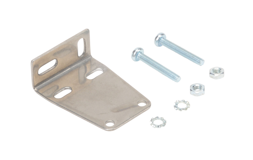 SOPORTE DE MONTAJE, ANGULO RECTO VERTICAL, ACERO INOXIDABLE 304. PARA USAR CON SENSORES FOTOELECTRICOS DE LA SERIE QM Y FM ST101